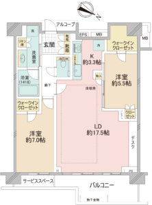 プラウド目黒東が丘3階：間取り